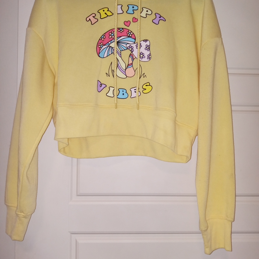 Vibrant Yellow 'Trippy Vibes' Graphic Hoodie